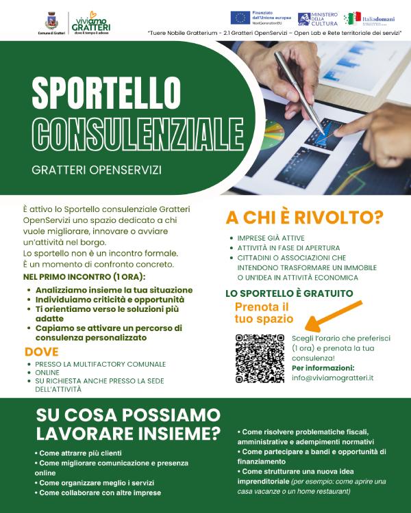 Attivato lo Sportello Consulenziale “Gratteri OpenServizi”