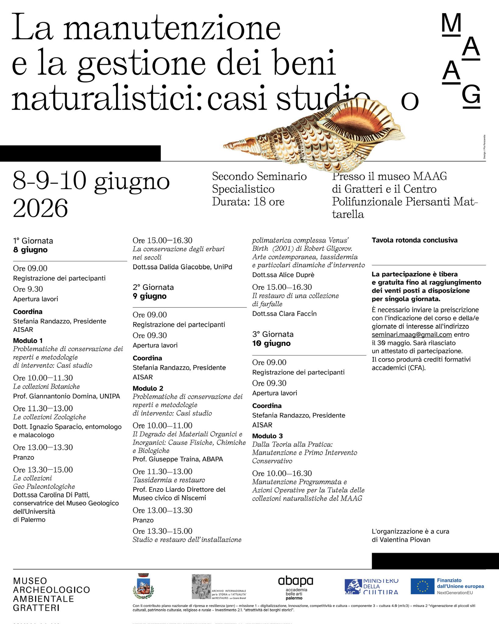 Seminario manutenzione beni naturalistici Gratteri 8 9 10 giugno 2026